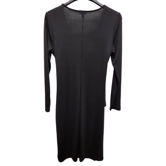 Talbots Black Faux Wrap Dress Womens Medium Cinched Side Long Sleeves Pullover - Picture 3 of 10